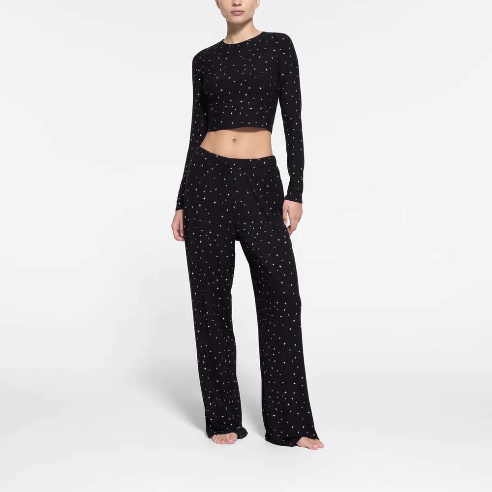 SKIMS onyx sparkle print rib pajamas small